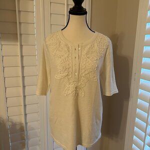 NEW-  Sundance Catalog Women’s Hidalgo Henley Marshmallow - MSRP 118.00 - Large